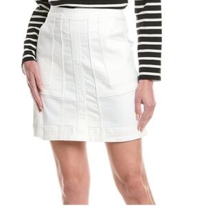 CAbi White Mini Skirt with Patch Pockets